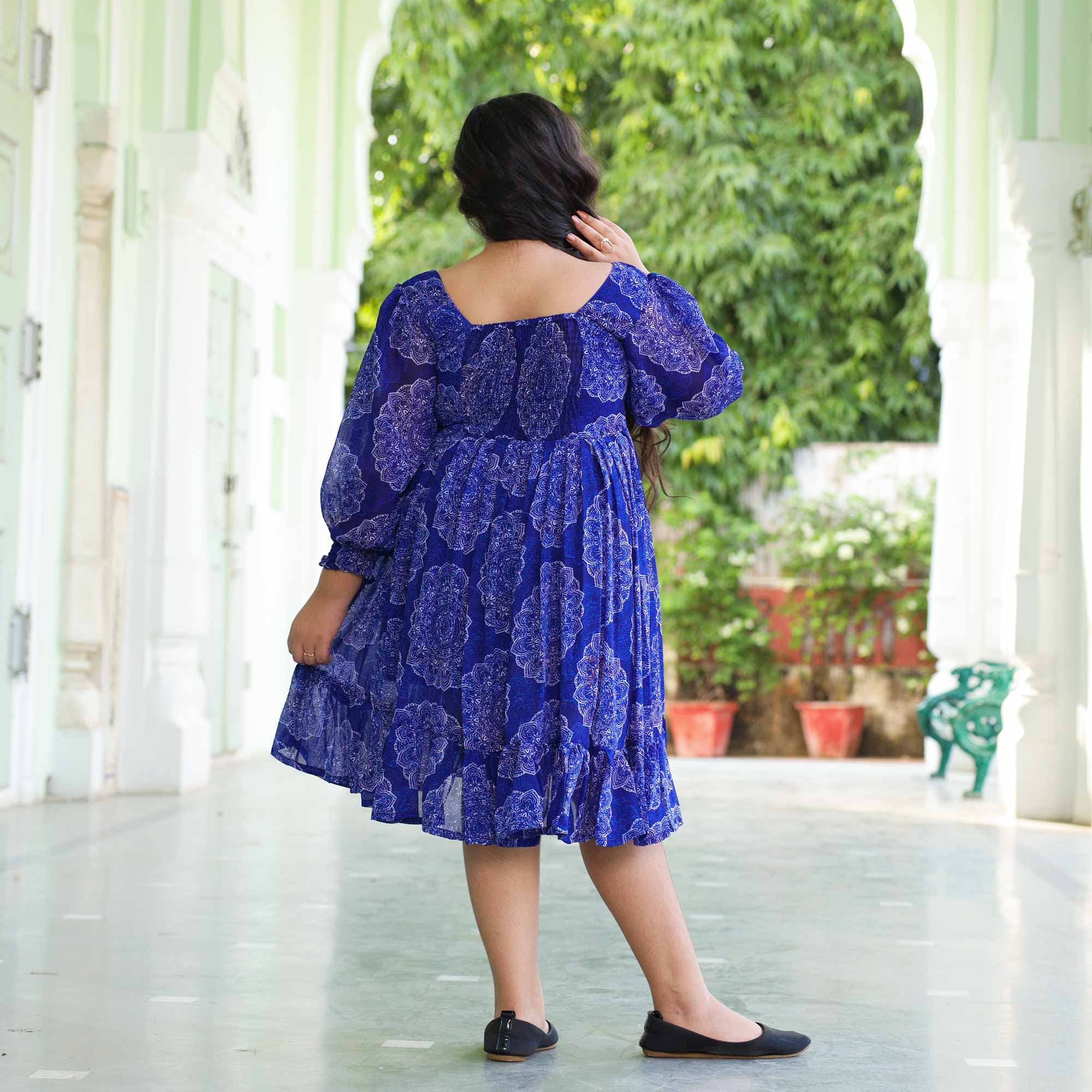 Blueberry Blast Kids Smocking Georgette Dress