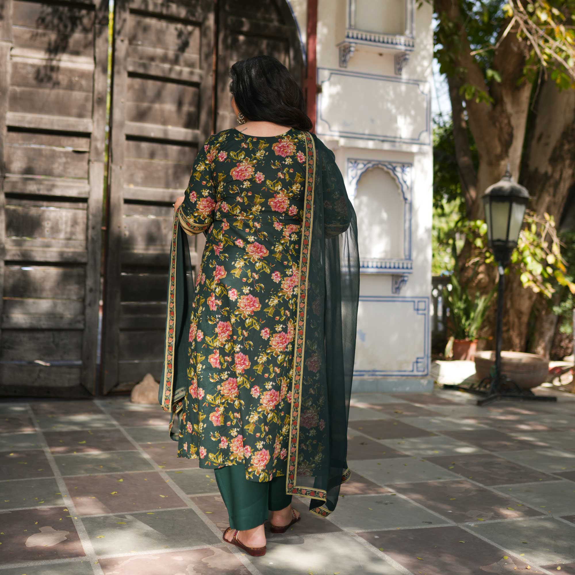 Madhur Muskan - Green Floral Cotton Suit Set