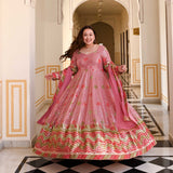 Rosy Shallot Charm Sequin Embroidered Georgette Anarkali