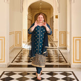 Blue Starlight Charm Sequin Georgette Suit Set