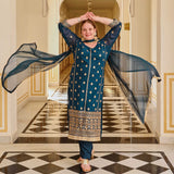 Blue Starlight Charm Sequin Georgette Suit Set