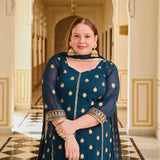 Blue Starlight Charm Sequin Georgette Suit Set