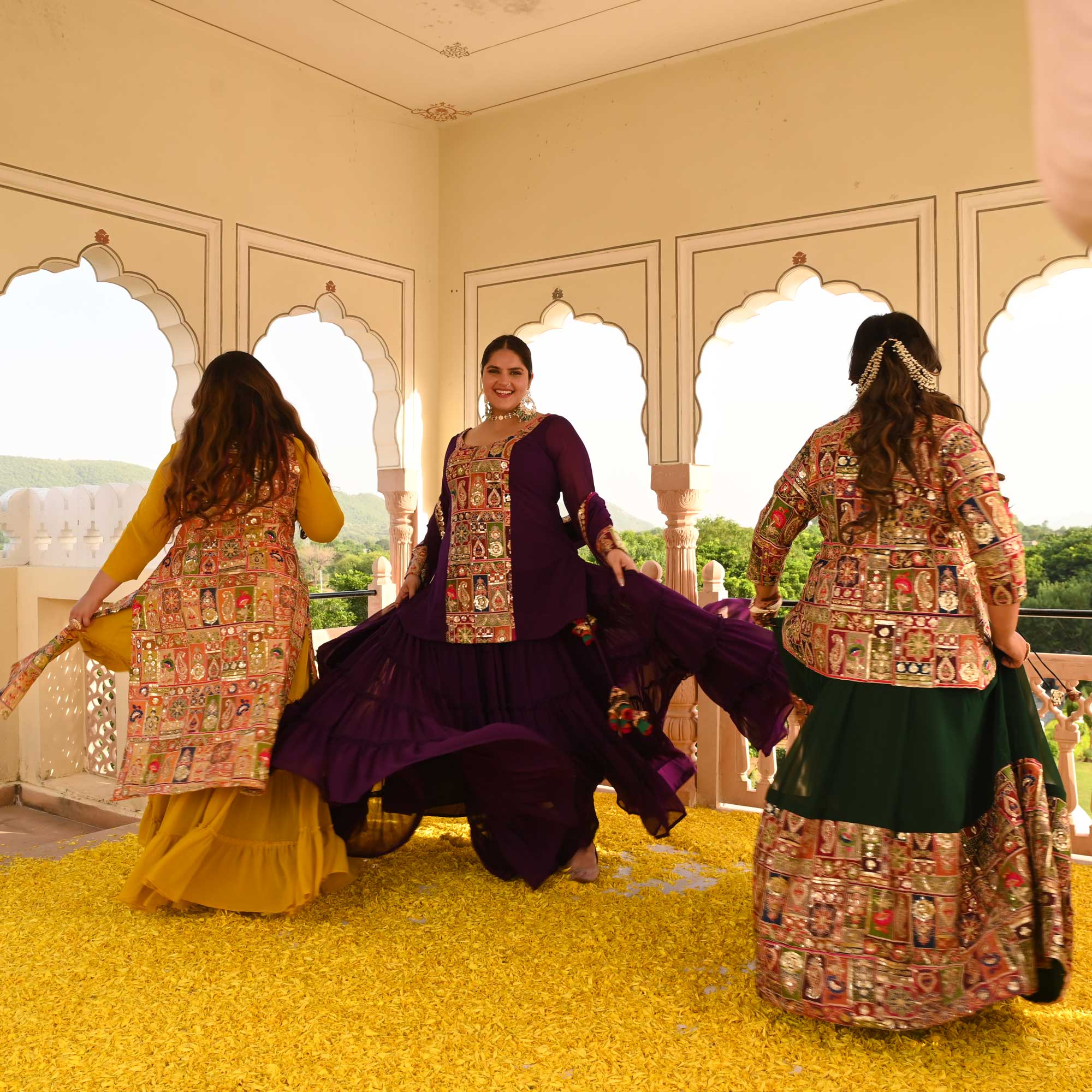 Regal Green Position Embroidered Anarkali With Koti