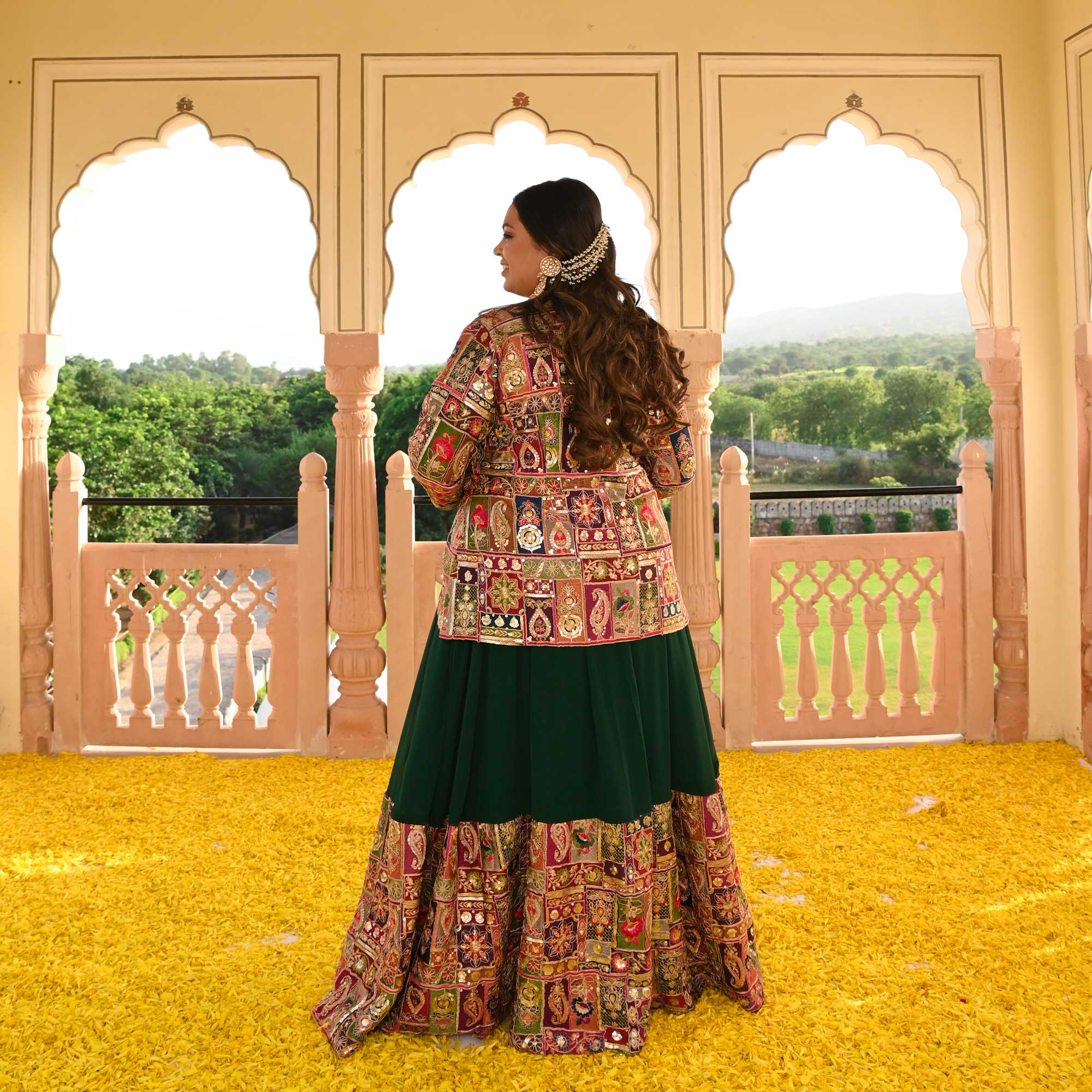 Regal Green Position Embroidered Anarkali With Koti
