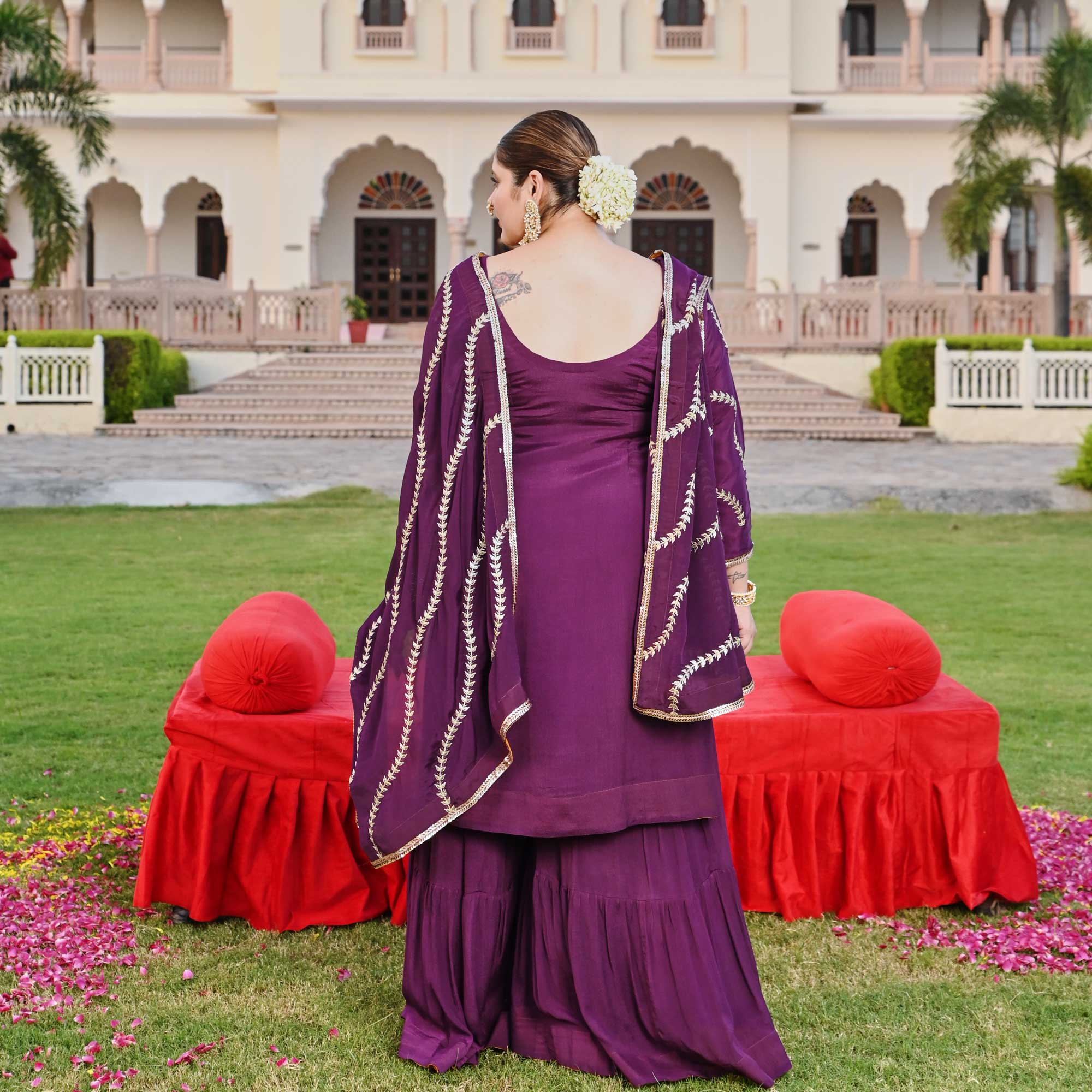 Radiant Raisin Purple Passion Gota Patti Sharara Set