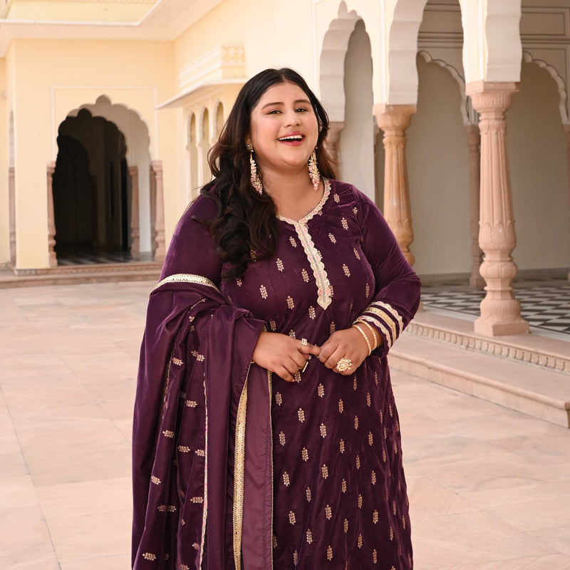 Lush Regalia Velvet Sequin Kurta 