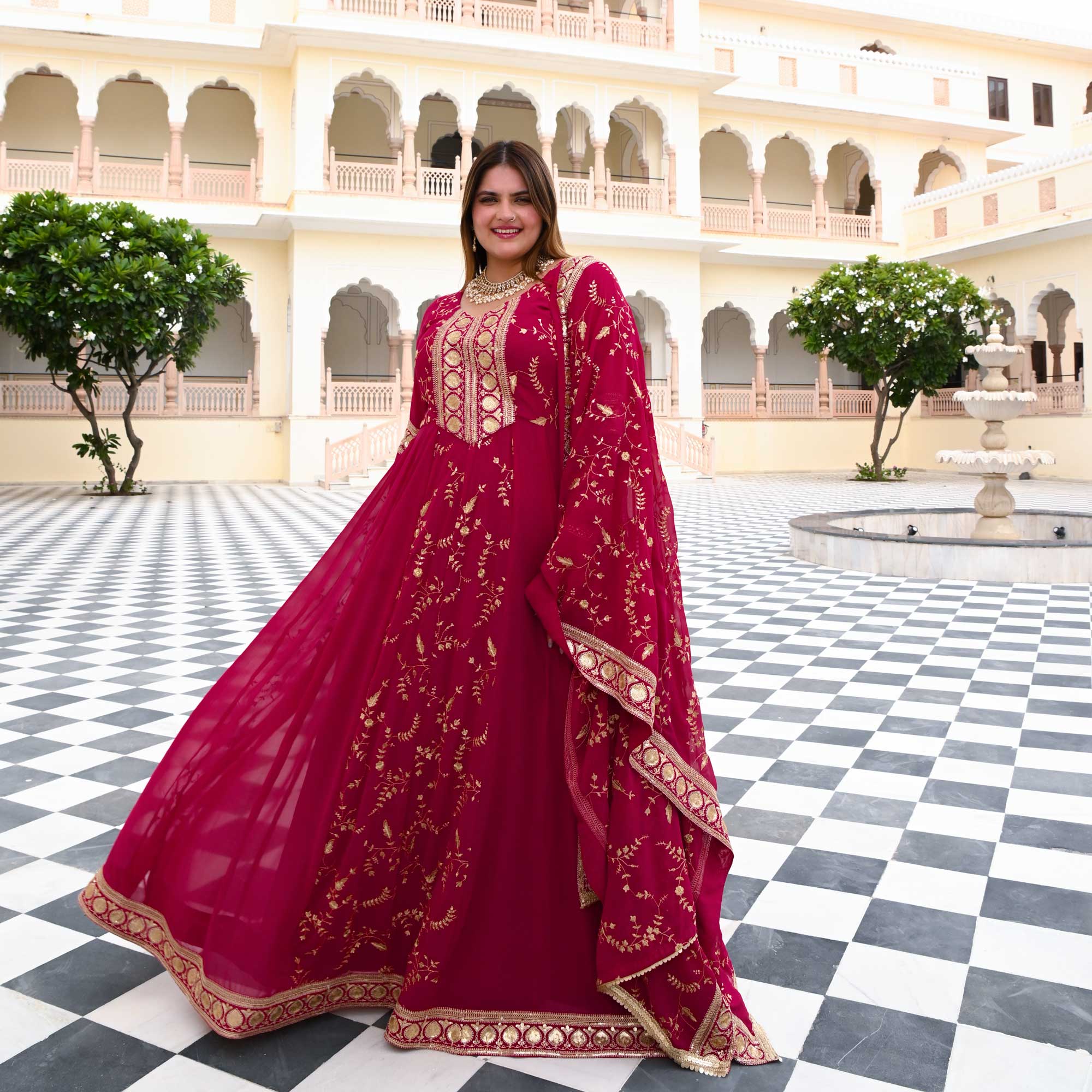 Starstruck Pink Zari & Sequin Embroidered Georgette Anarkali