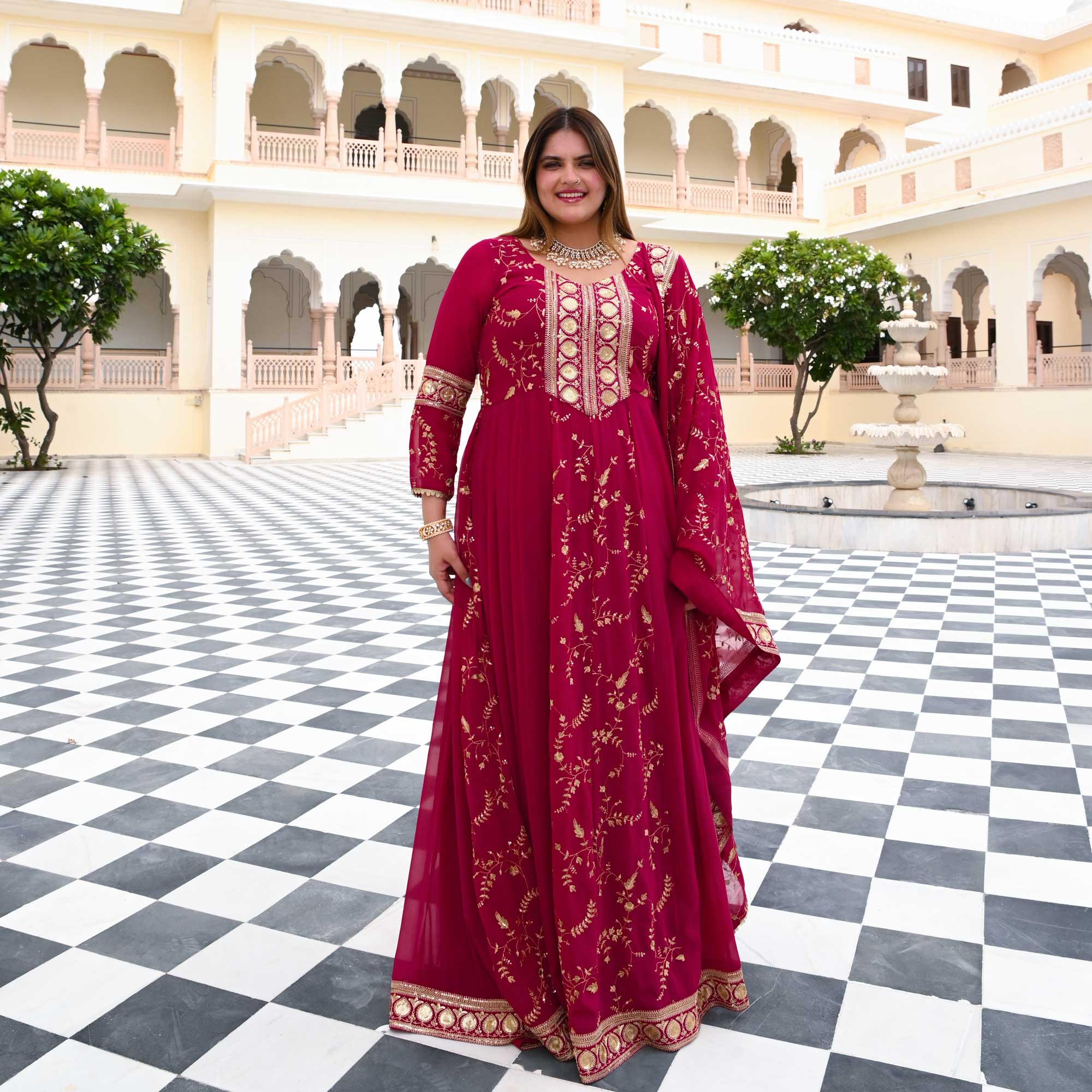 Starstruck Pink Zari & Sequin Embroidered Georgette Anarkali