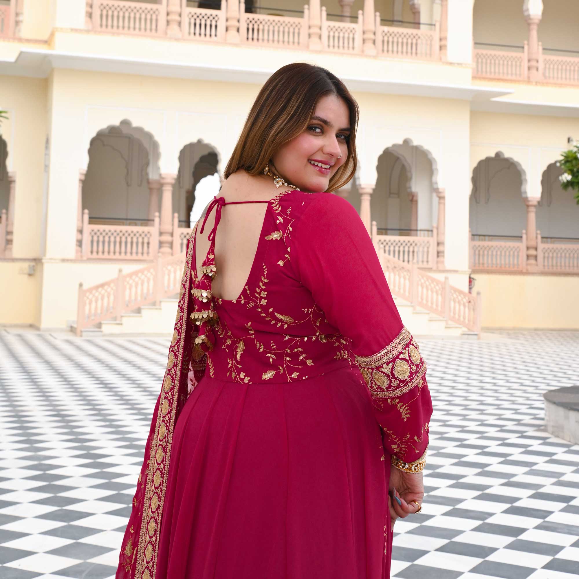 Starstruck Pink Zari & Sequin Embroidered Georgette Anarkali