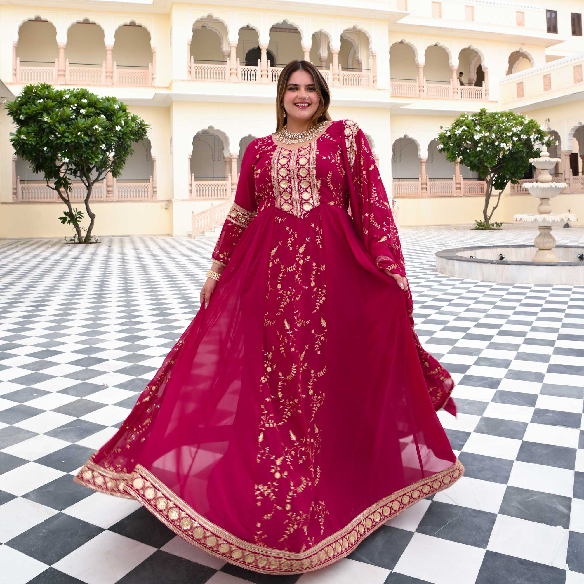 Starstruck Pink Zari & Sequin Embroidered Georgette Anarkali