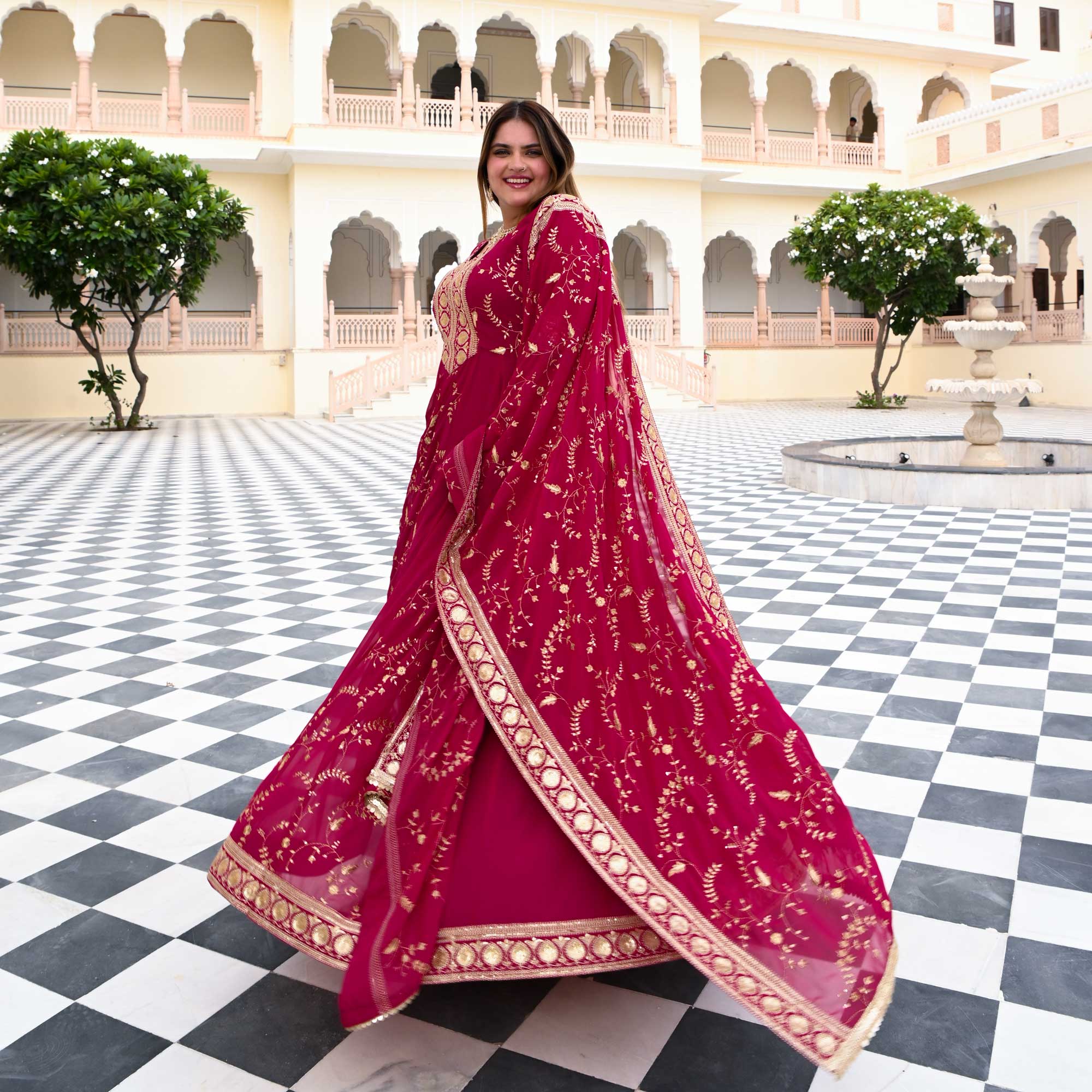 Starstruck Pink Zari & Sequin Embroidered Georgette Anarkali