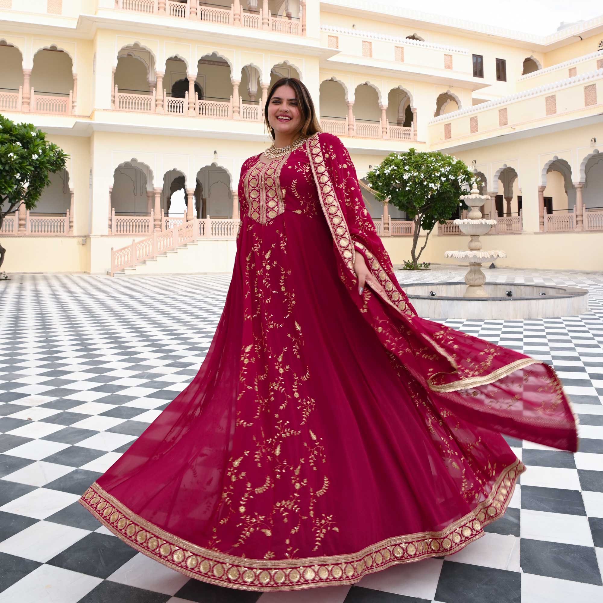 Starstruck Pink Zari & Sequin Embroidered Georgette Anarkali