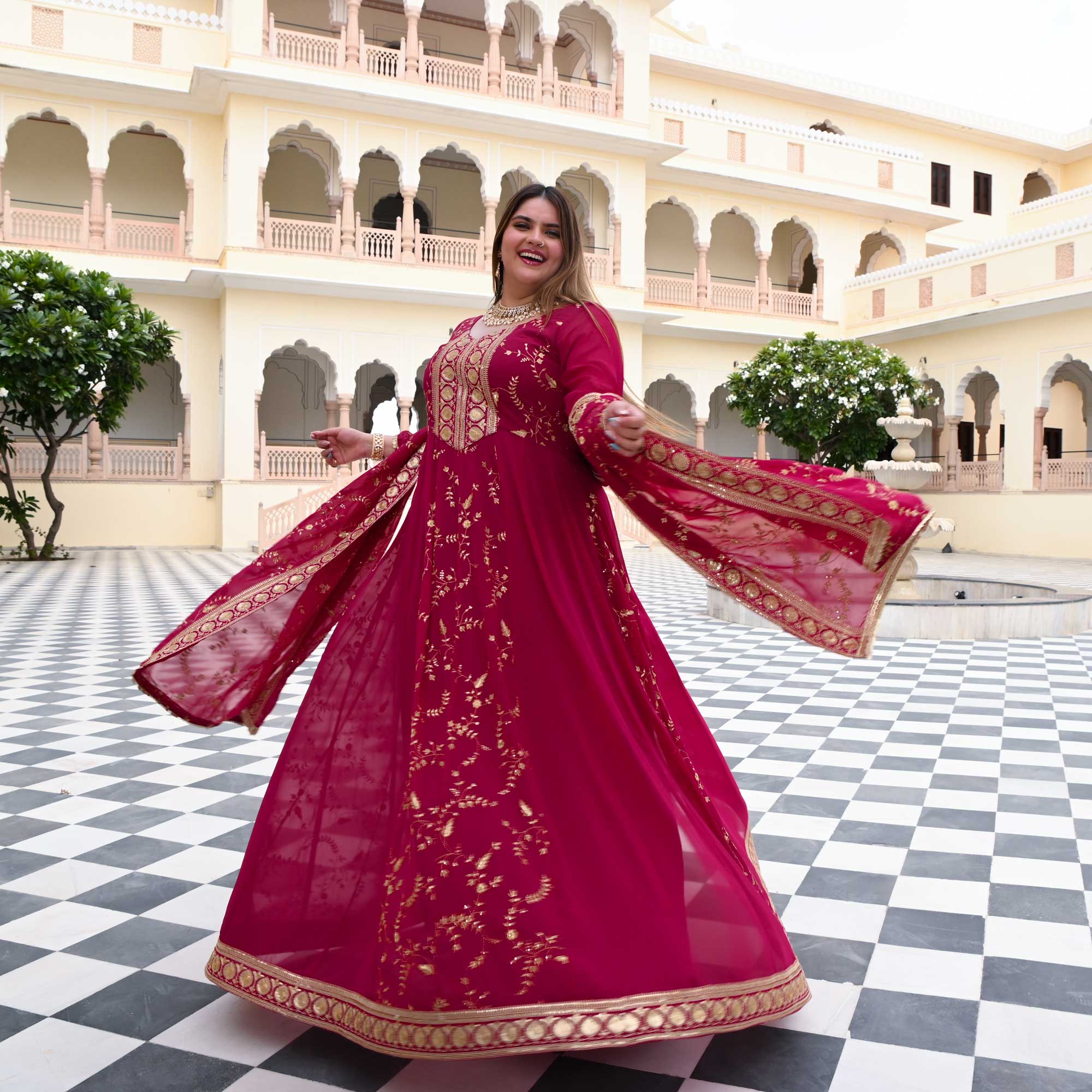 Starstruck Pink Zari & Sequin Embroidered Georgette Anarkali