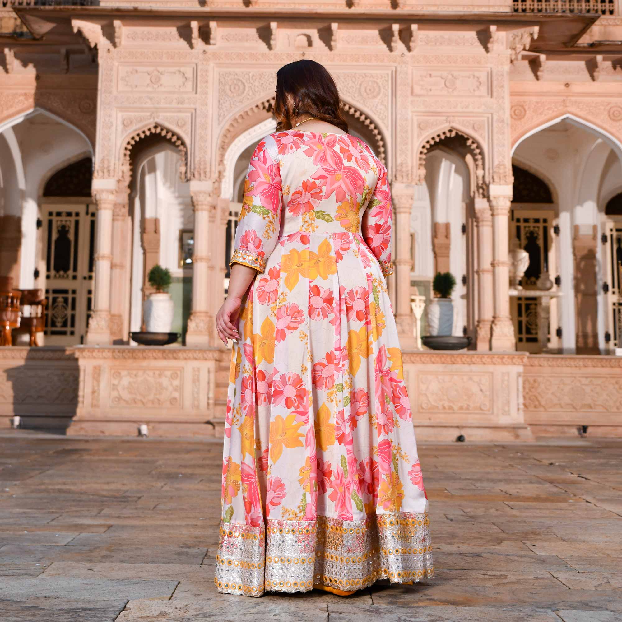 Dandelion Dreams Floral Satin Embroidered Cape Set