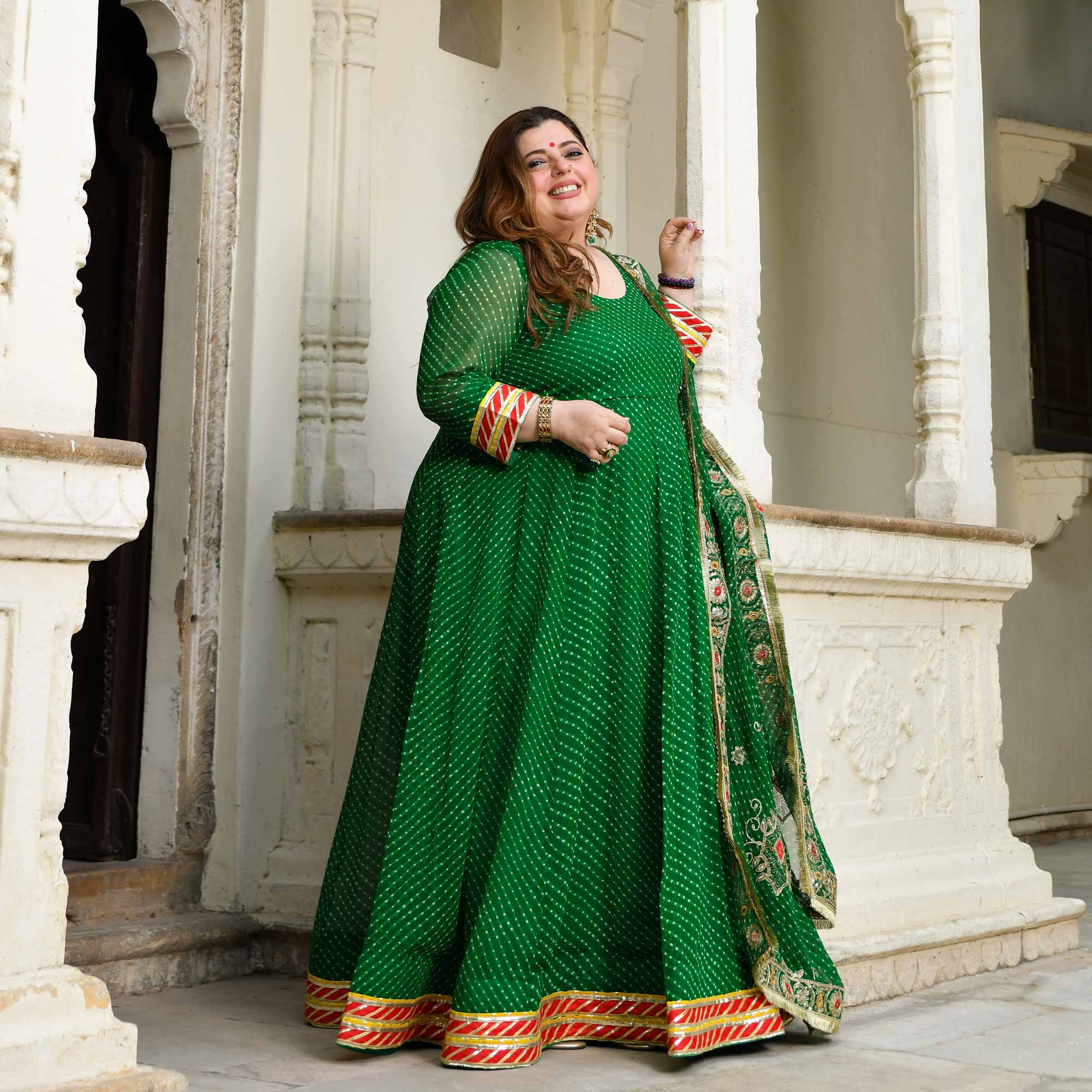 Utsav Ka Noor- Deep Green Mothra Embroidered Anarkali Set