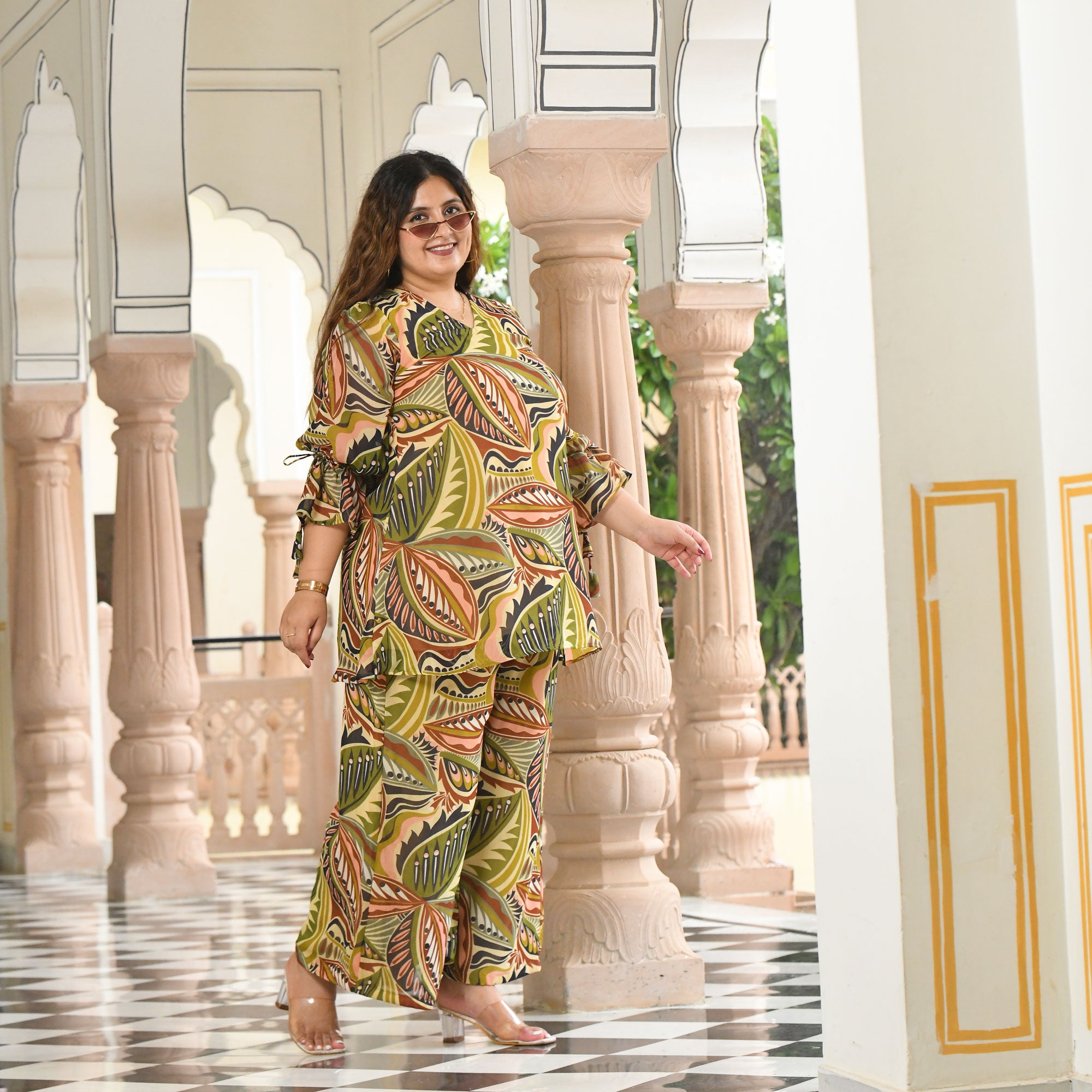 Leaf Affair Assymetrical Co-Ord Set