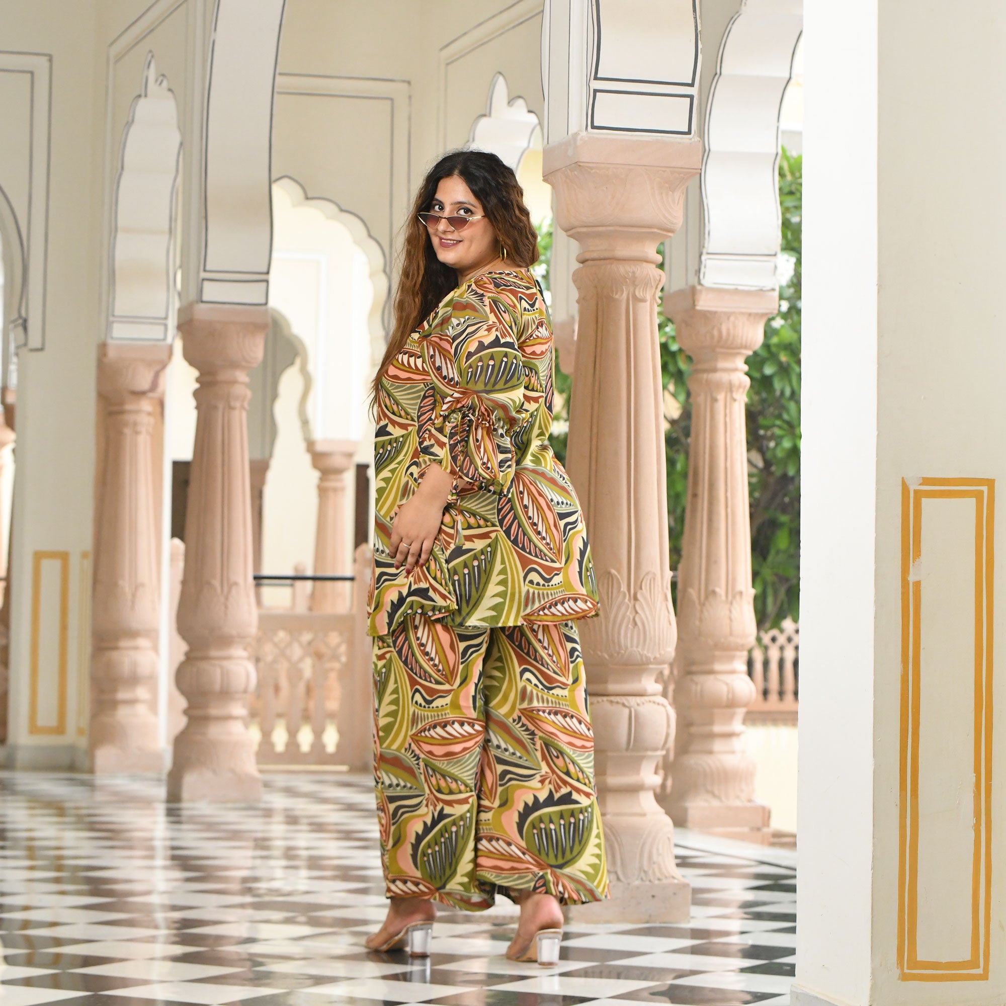 Leaf Affair Assymetrical Co-Ord Set