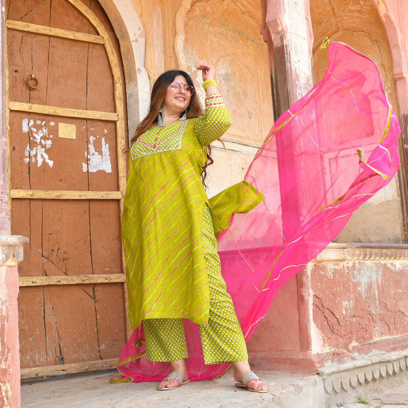 Haryali Leheriya cotton suit set