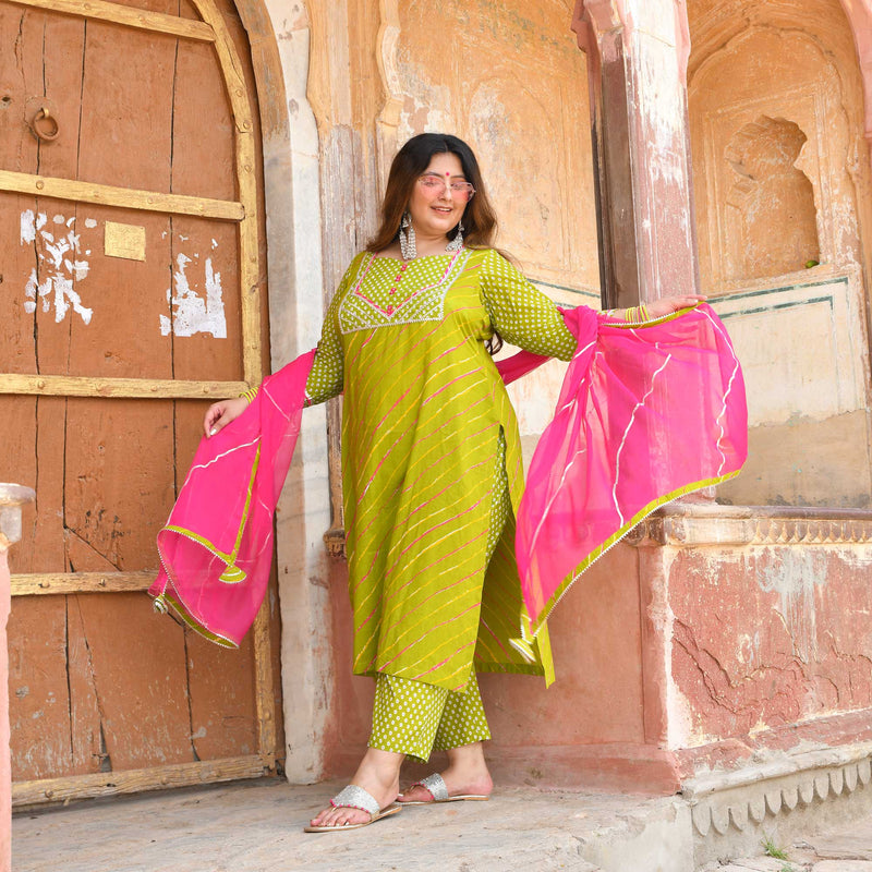Haryali Leheriya cotton suit set