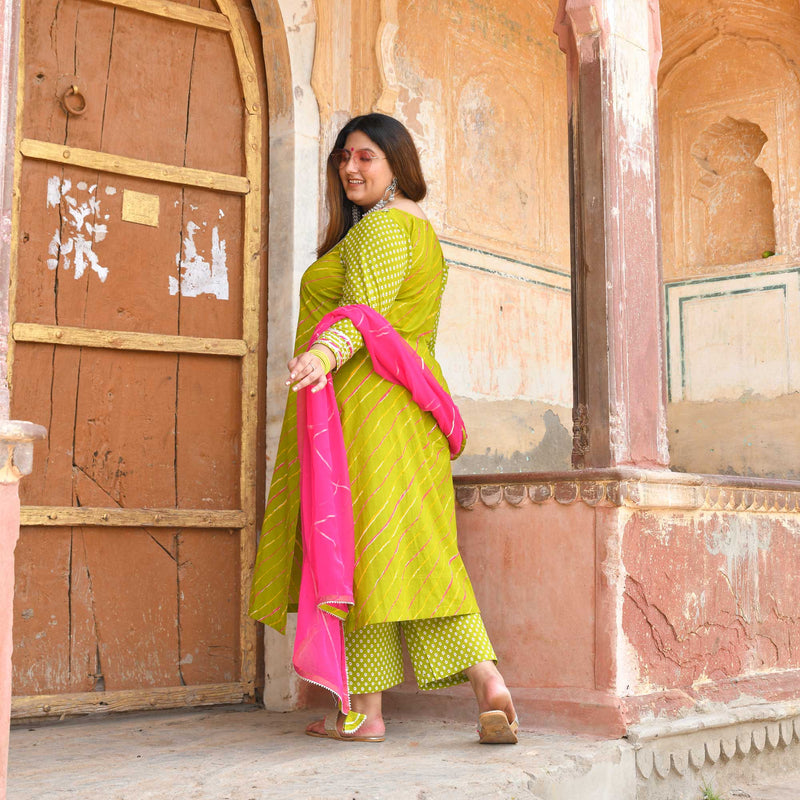 Haryali Leheriya cotton suit set