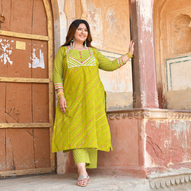 Haryali Leheriya cotton suit set