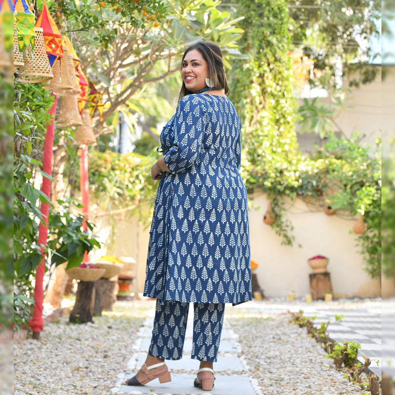Indigo Pine Wrap Style Co-ord Set