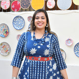 Indigo & Brick Chic Handblock Cotton Aline Dress