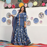 Shades of Indigo Handblock Cotton Lehenga Set