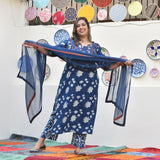 Vintage Nilgiri Floral Handblock Cotton Suit Set