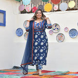Vintage Nilgiri Floral Handblock Cotton Suit Set