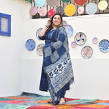 Tree of Indigo Handblock Chanderi Suit Set