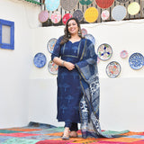 Tree of Indigo Handblock Chanderi Suit Set