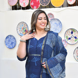 Tree of Indigo Handblock Chanderi Suit Set