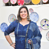Tree of Indigo Handblock Chanderi Suit Set