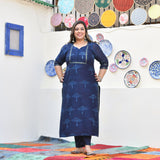 Tree of Indigo Handblock Chanderi Suit Set