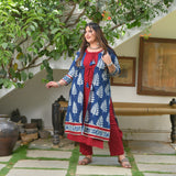Maroon & Indigo Pinecone Cape Co-ord Set