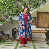 Maroon & Indigo Pinecone Cape Co-ord Set