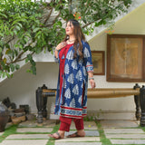 Maroon & Indigo Pinecone Cape Co-ord Set