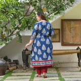 Maroon & Indigo Pinecone Cape Co-ord Set