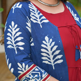 Maroon & Indigo Pinecone Cape Co-ord Set