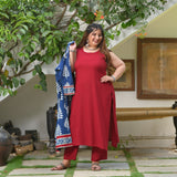 Maroon & Indigo Pinecone Cape Co-ord Set