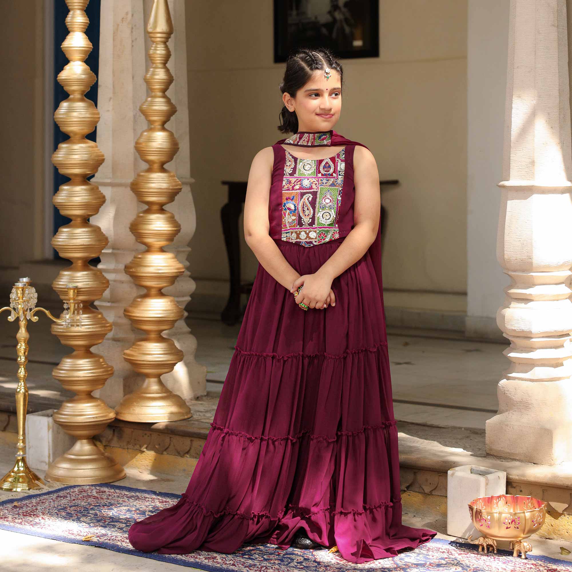 Grapevine Glimmer Kids Sequin Embroidered Lehenga Set
