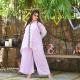 Pearly Lilac Parsi Embroidered Georgette Co-Ord Set