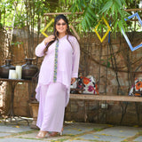 Pearly Lilac Parsi Embroidered Georgette Co-Ord Set