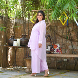 Pearly Lilac Parsi Embroidered Georgette Co-Ord Set