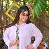 Pearly Lilac Parsi Embroidered Georgette Co-Ord Set