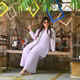 Pearly Lilac Parsi Embroidered Georgette Co-Ord Set