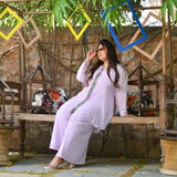 Pearly Lilac Parsi Embroidered Georgette Co-Ord Set