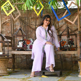 Pearly Lilac Parsi Embroidered Georgette Co-Ord Set