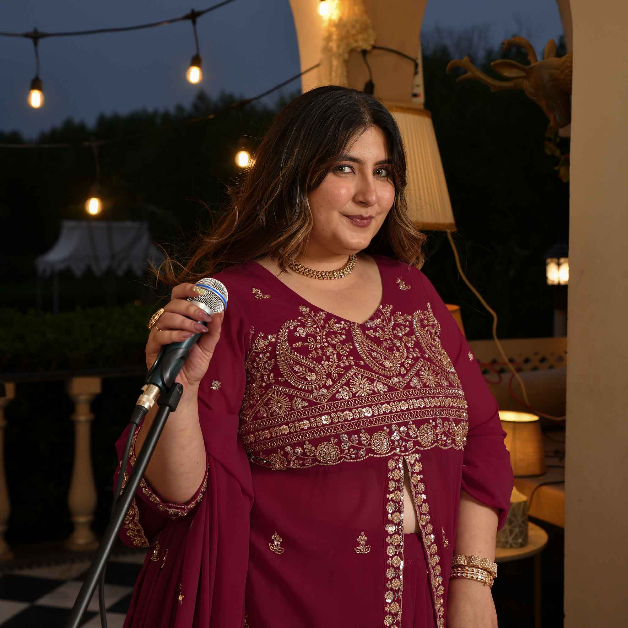 Mehbooba- Rose Magenta Cutdana Embroidered Georgette Lehenga Set